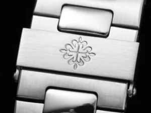 Patek Philippe watch stainless steel bracelet clasp with engraved Calatrava cross logo