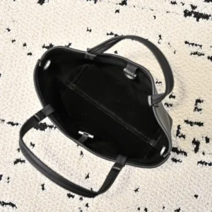Celine Medium Cabas M311423 black grained leather tote bag with black suede interior and double handles