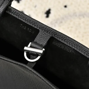 The Row leather bag black grained leather silver hardware made in Italy
