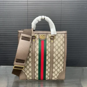 Gucci Ophidia tote 38cm beige GG canvas green red web stripe leather bag with shoulder strap