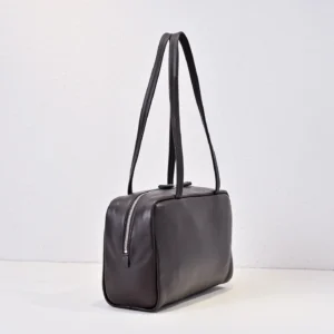 Celine medium rectangular shoulder bag black smooth leather with silver zipper detail