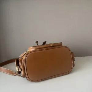 Celine Trio small bag brown smooth calfskin leather with gold-tone hardware and adjustable strap