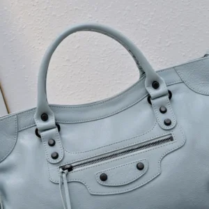 Balenciaga Classic City Large 115748 blue lambskin leather tote bag with black hardware