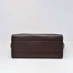 Hermès Toolbox 24 large dark brown calf leather bag bottom view