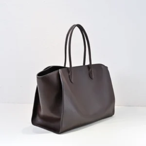 Celine Tote Bag medium dark brown calfskin leather with double handles spacious interior