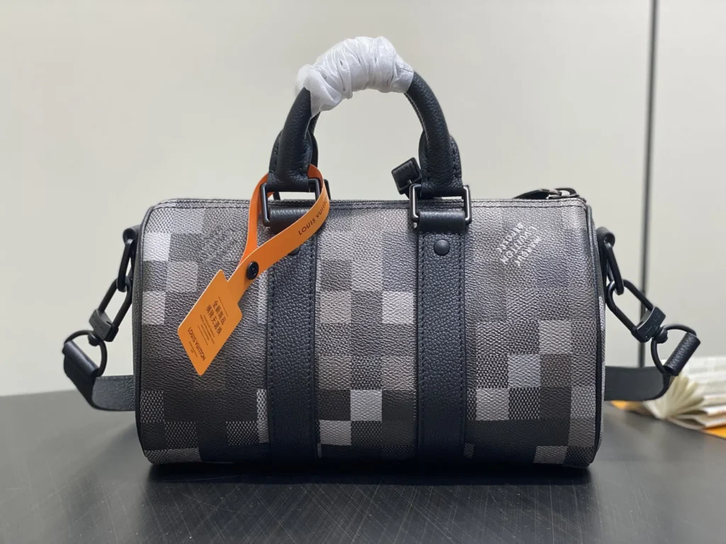 Louis Vuitton Keepall 55 M41414 Damier Graphite canvas duffle bag black leather handles