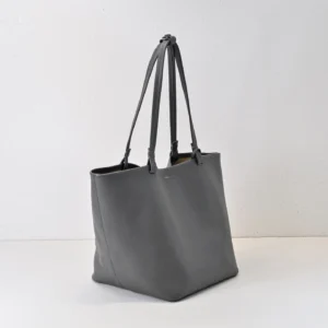 Celine Cabas Tote Large bag gray grained leather with long shoulder straps minimalist design
