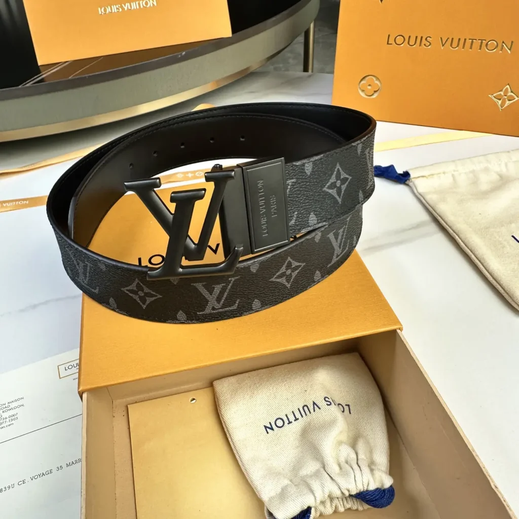 Louis Vuitton belt reversible monogram canvas black leather LV buckle accessory