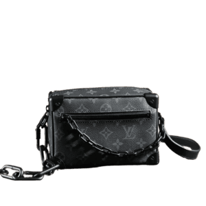 Louis Vuitton Box Bag small black monogram canvas crossbody bag with black chain strap