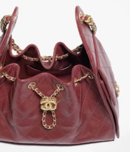 Chanel Gabrielle Medium flap bag burgundy quilted leather gold chain hardware