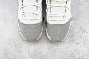 Nike Air Jordan 11 Retro Metallic Silver white silver leather sneakers with glossy finish