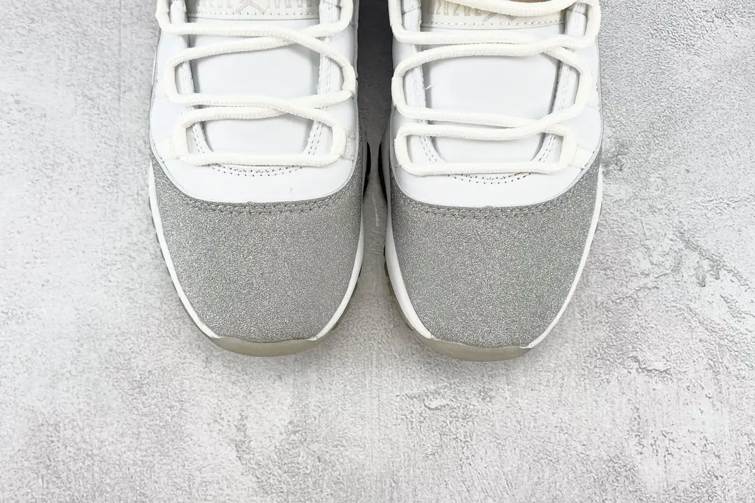 Nike Air Jordan 11 Retro Metallic Silver white silver leather sneakers with glossy finish