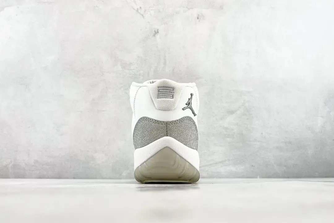 Nike Air Jordan 11 Retro 378037-100 white silver leather sneakers with mesh details