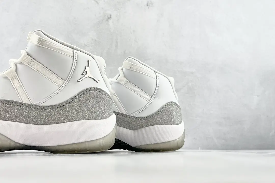 Nike Air Jordan 11 Concord white grey glitter leather sneakers with translucent sole
