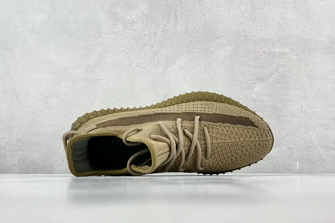 Adidas Yeezy Boost 350 V2 Earth beige brown primeknit sneakers with ribbed sole