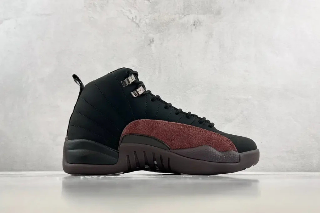Air Jordan 12 Playoffs black varsity red nubuck leather sneakers