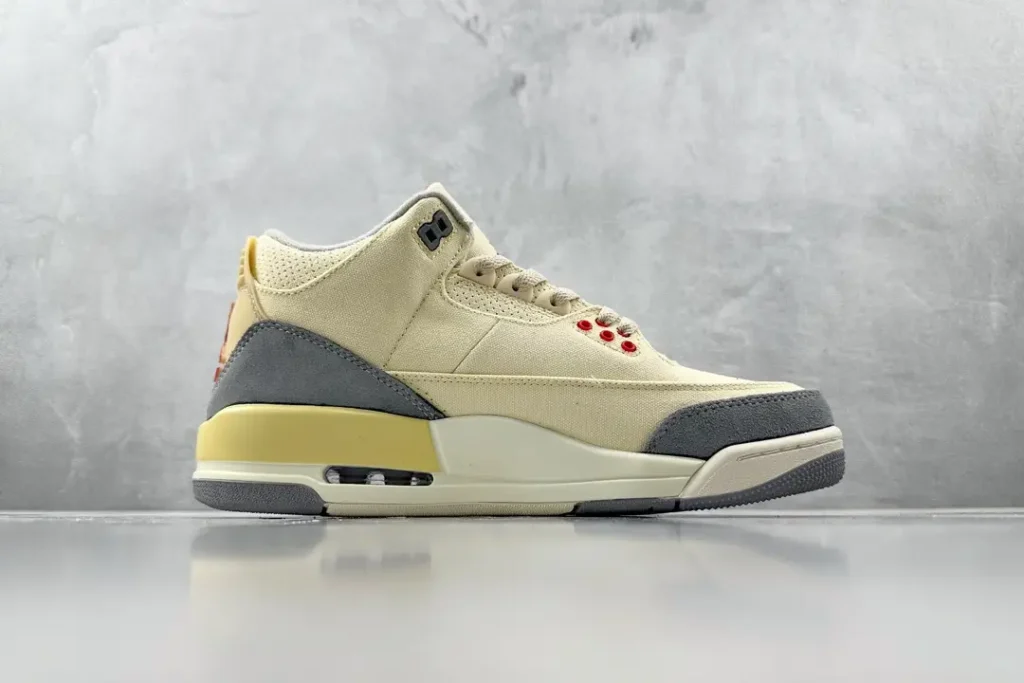 Nike Jordan 3 Retro Canvas Sail Light Bone Cement Grey Red suede and canvas sneakers