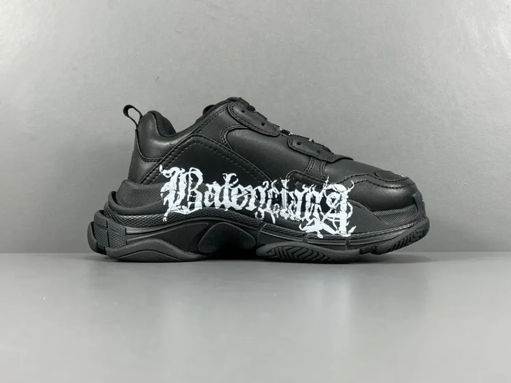 Balenciaga Track 2 black white logo leather and mesh sneakers with chunky sole design