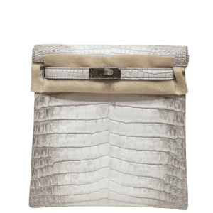 Hermès Kelly 28 white Himalaya crocodile leather handbag with palladium hardware