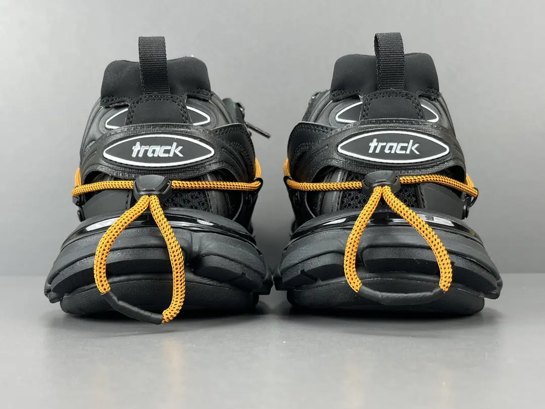Balenciaga Track sneakers black orange nylon mesh rubber sole shoes