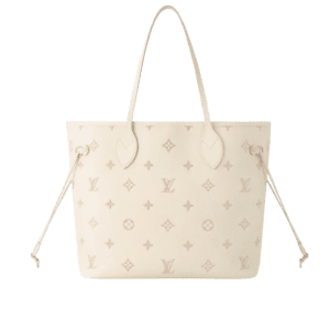 Louis Vuitton Neverfull MM tote bag cream monogram canvas leather trim handles