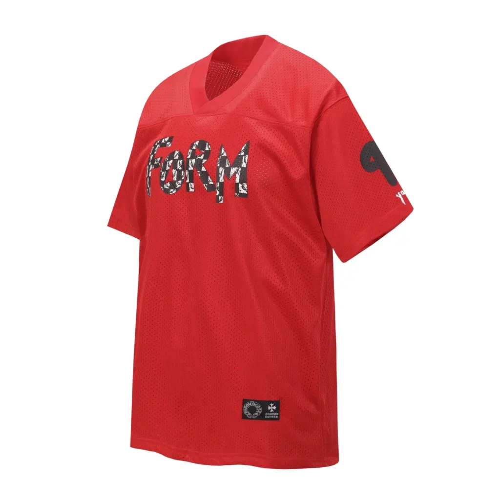 Chrome Hearts FORM red mesh short sleeve jersey shirt polyester material