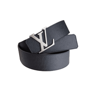 Louis Vuitton belt black leather LV silver buckle luxury men's accessory