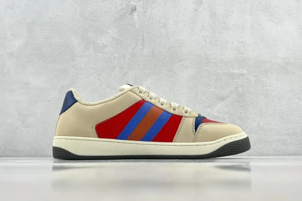 Gucci Screener sneakers beige red blue canvas leather low-top casual shoes