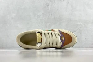 Gucci Screener sneaker beige brown purple leather canvas with GG logo low-top shoes