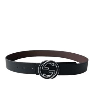 Gucci GG belt black leather double G silver buckle accessory