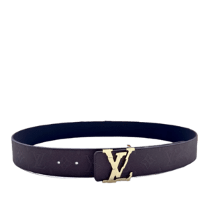 Louis Vuitton belt brown monogram leather gold LV buckle luxury accessory