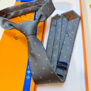 Louis Vuitton tie grey silk with monogram pattern luxury men's accessory