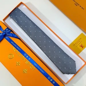 Louis Vuitton tie gray silk with subtle monogram pattern luxury accessory
