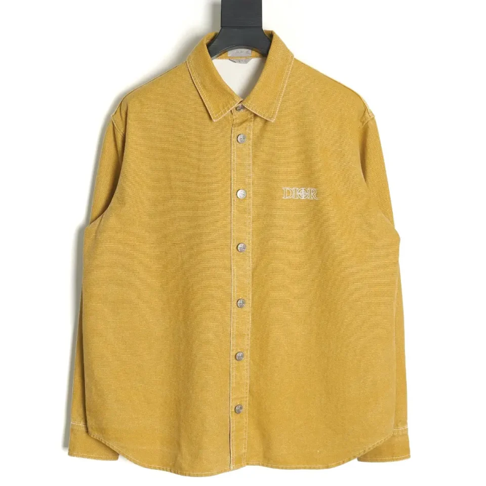 Dior  Stone Island Collaboration Overshirt In Yellow Cotton