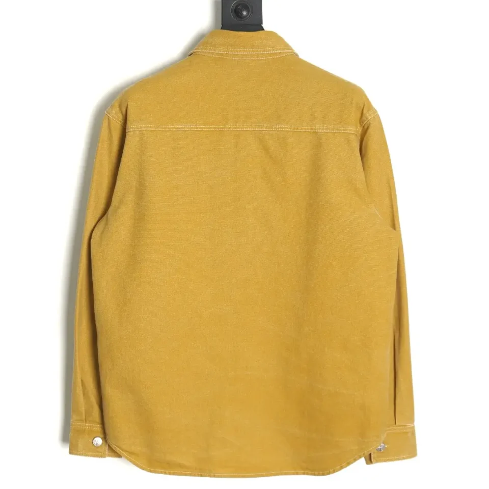 Repsgoat canvas work shirt mustard yellow durable cotton fabric long sleeve casual style
