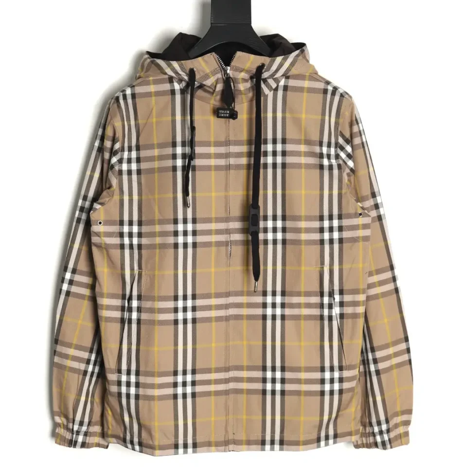 Burberry Men's Reversible Check Nylon Hooded Jacket