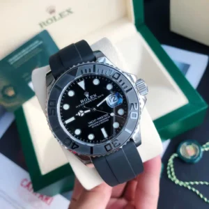 Rolex Yacht-Master 126655 black dial ceramic bezel stainless steel watch with black rubber strap