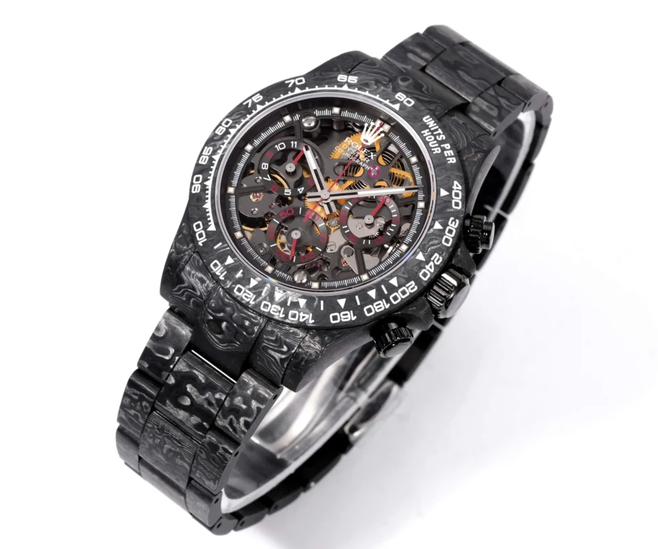 Rolex Daytona 116500LN black skeleton dial carbon bezel carbon case watch