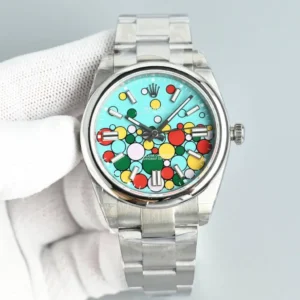 fake rolex oyster perpetual celebration dial 41mm turquoise 124300-0010