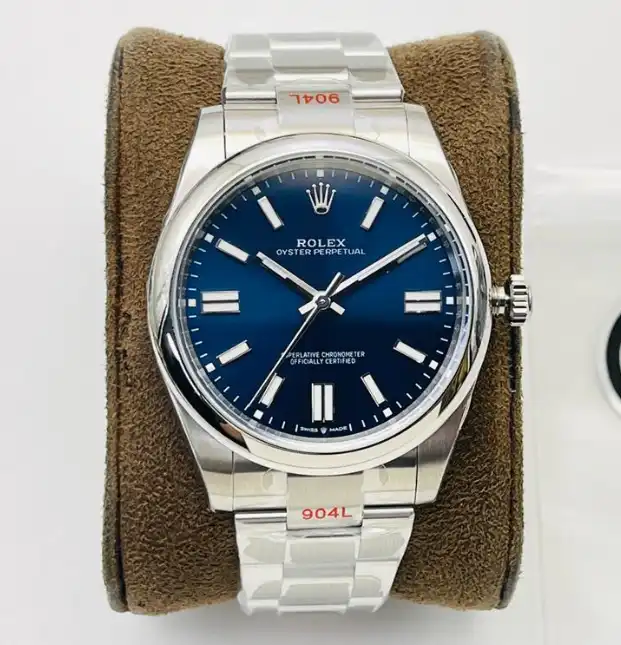 Rolex Oyster Perpetual 41 Mediterranean Blue Dial Stainless Steel Smooth Bezel 124300-0003
