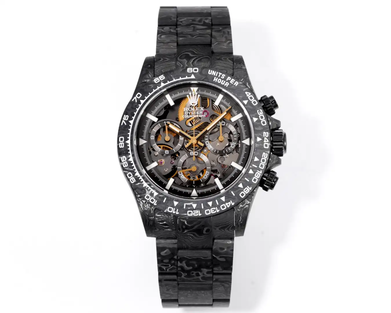 Rolex Daytona Carbon Replica Skeleton Gold Movement