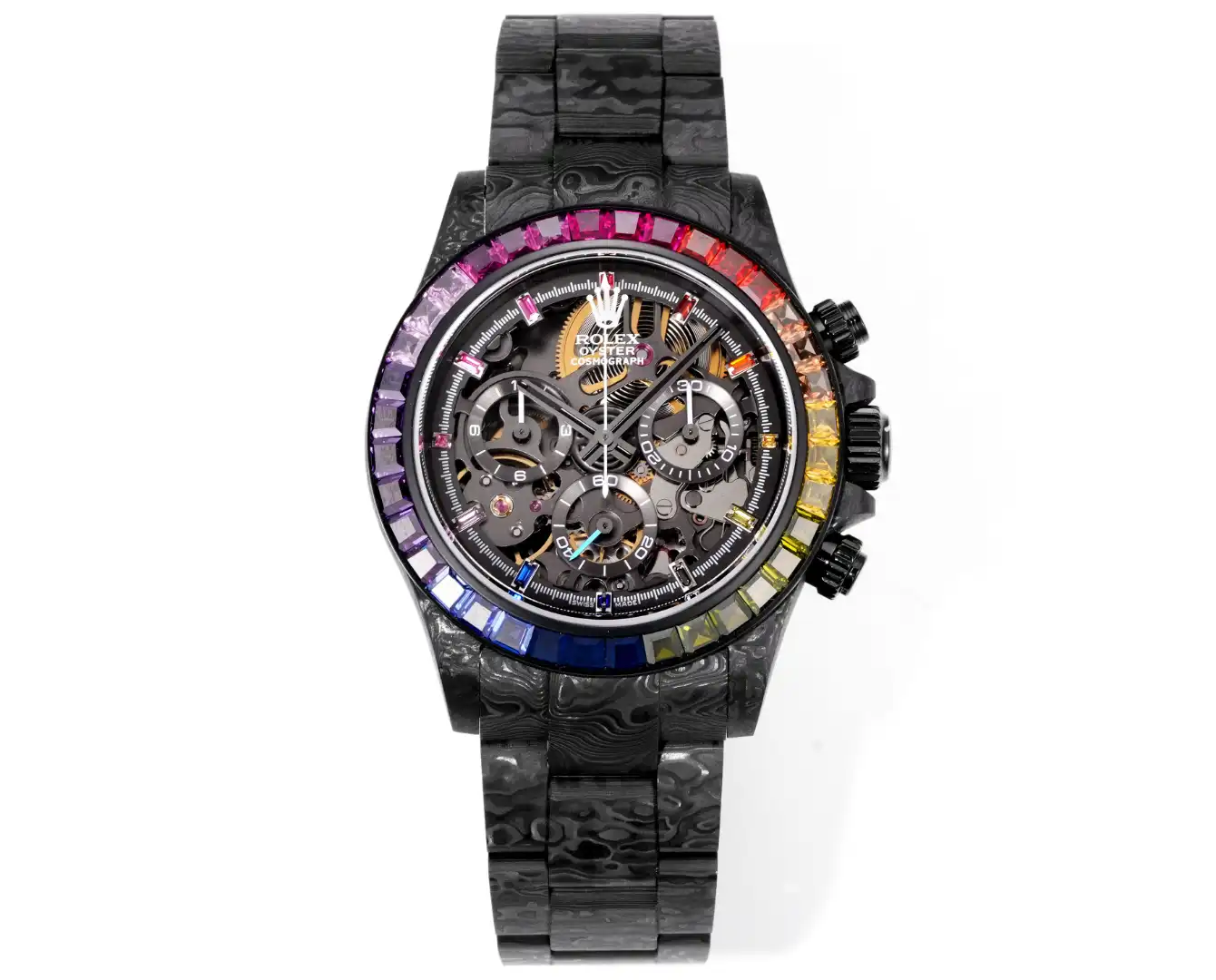 Rolex Daytona DiW Carbon Rainbow Skeleton Replica Watch