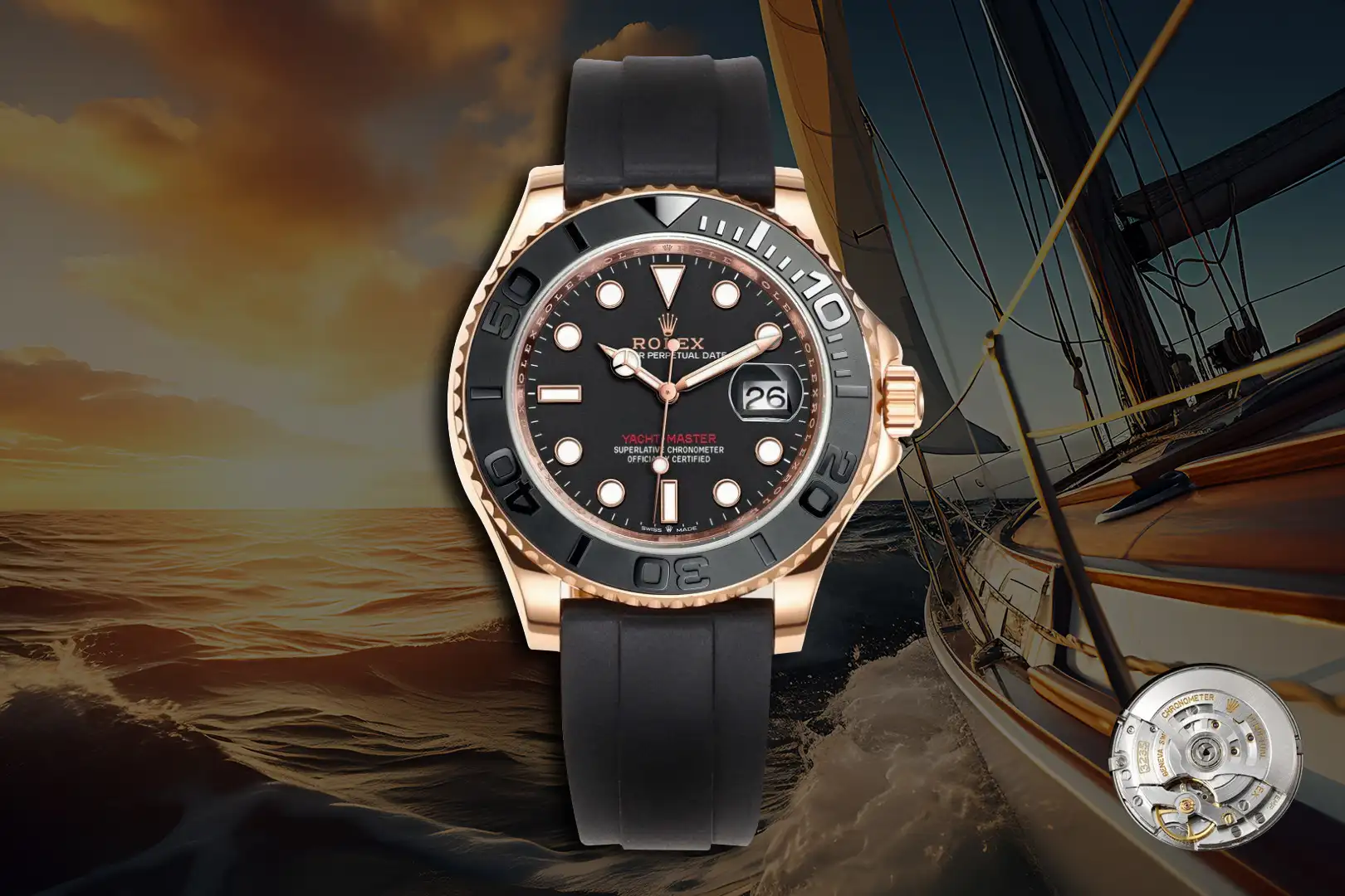 Rolex Yacht-Master 40 Rose Gold Oysterflex Strap Premium Edition