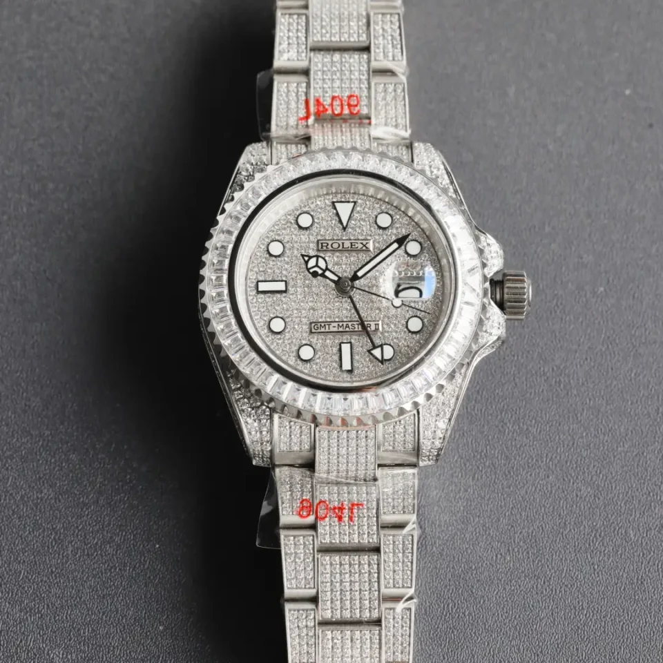 Stunning iced rolex gmt replica 40MM Fully Iced Diamond Edition