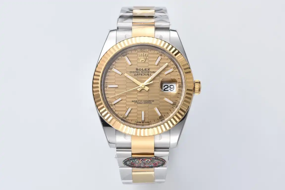 Rolex Datejust 41 Two-Tone Yellow Gold Motif Dial Replica Watch – 126333-0009