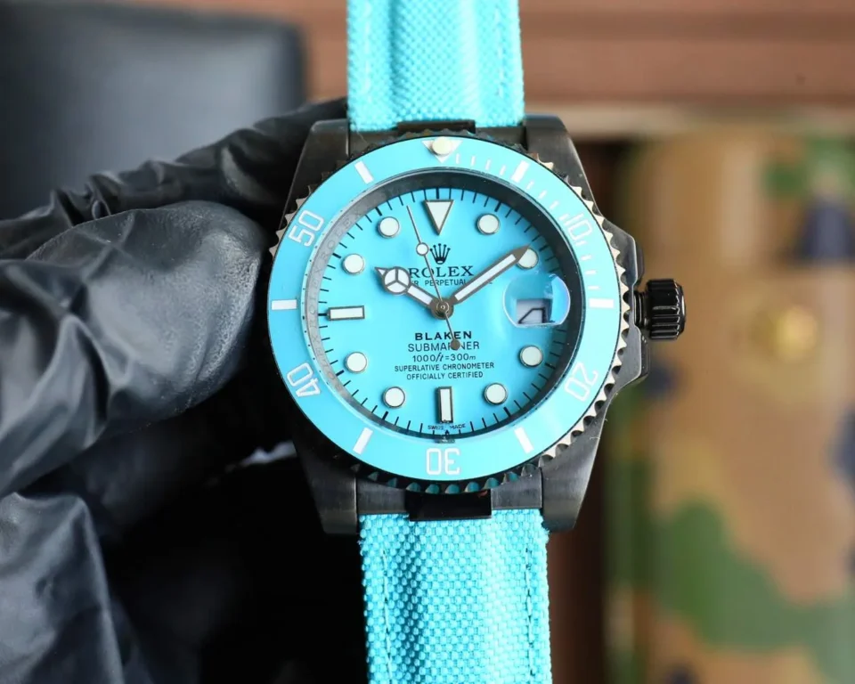 Exclusive blaken custom rolex submariner 40MM Tiffany Blue Strap Edition