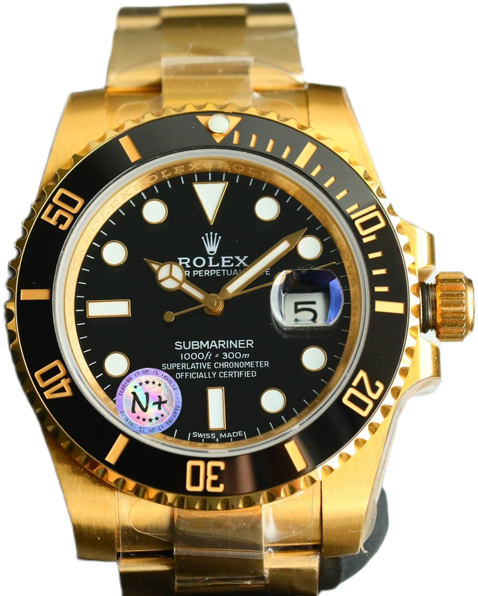 Rolex Submariner Yellow Gold Black Dial 40mm Oyster Bracelet Premium Edition