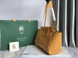 Goyard Saint Louis PM tote bag natural yellow canvas leather trim medium size
