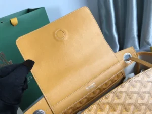 Goyard Saint Louis PM tote bag mustard yellow coated canvas leather interior medium size