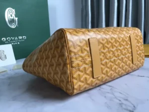 Goyard Saint Louis PM 14 tote bag yellow monogram coated canvas leather trim